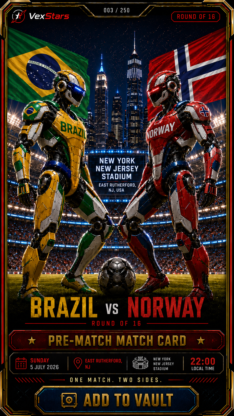 VexStars Brazil vs Norway Round of 16 match card preview