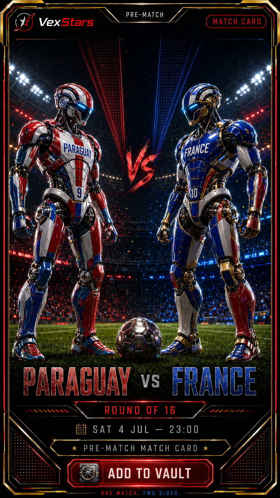 VexStars Paraguay vs France Round of 16 match card front