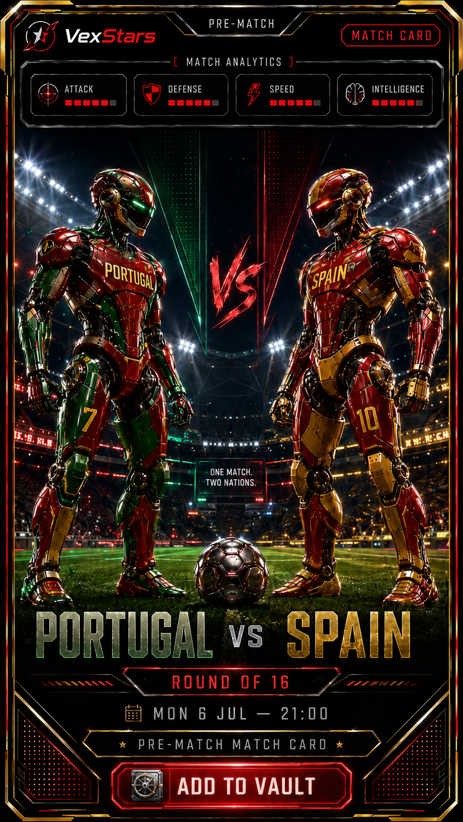 VexStars Portugal vs Spain Round of 16 match card preview